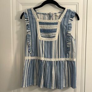 Caslon Blue and White Sleeveless Top